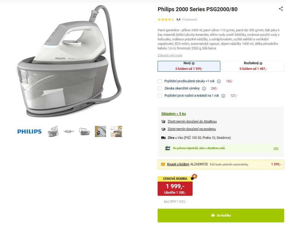 Parní generátor Philips 1,4 l.