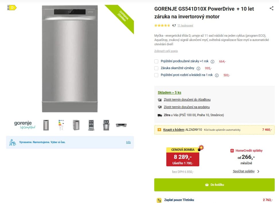 Myčka nádobí Gorenje 11 sad, úzká