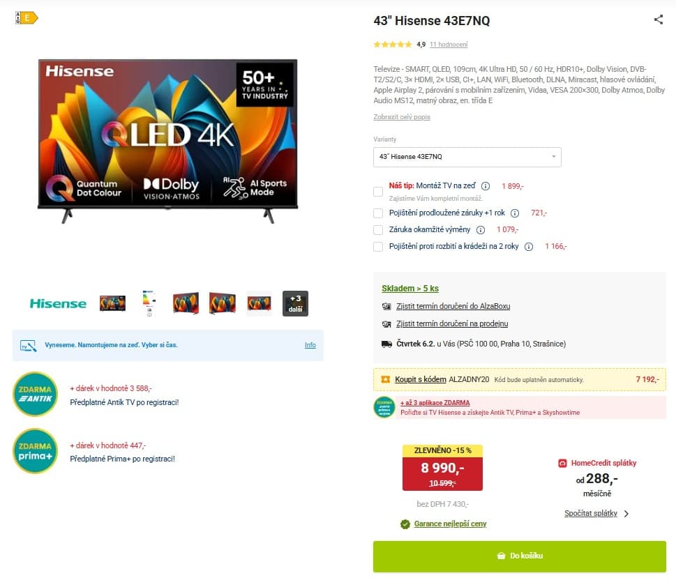 4K Smart TV, Atmos, 109cm, Hisense