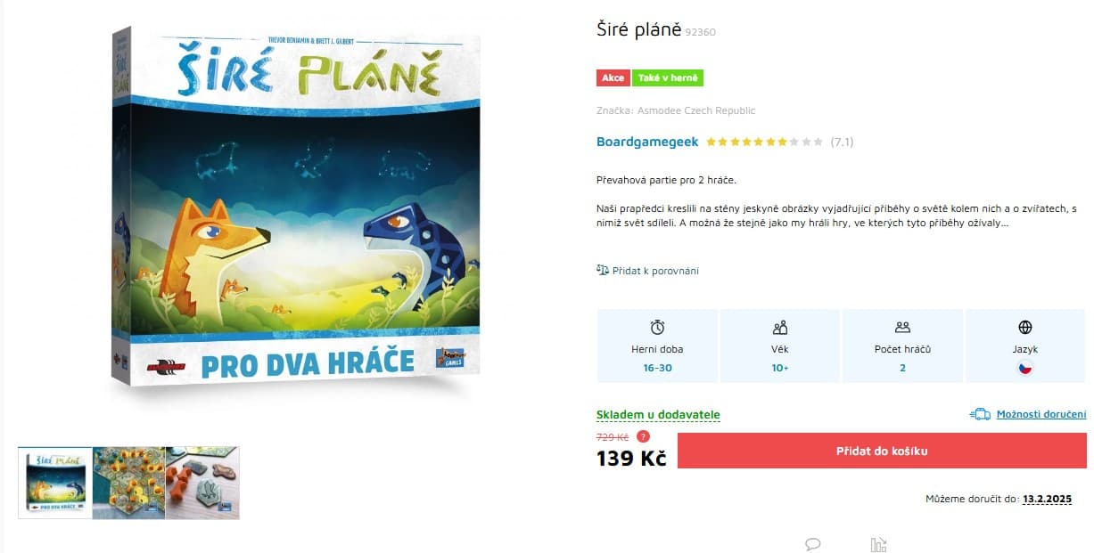 Desková hra Širé pláně pro dva hráče