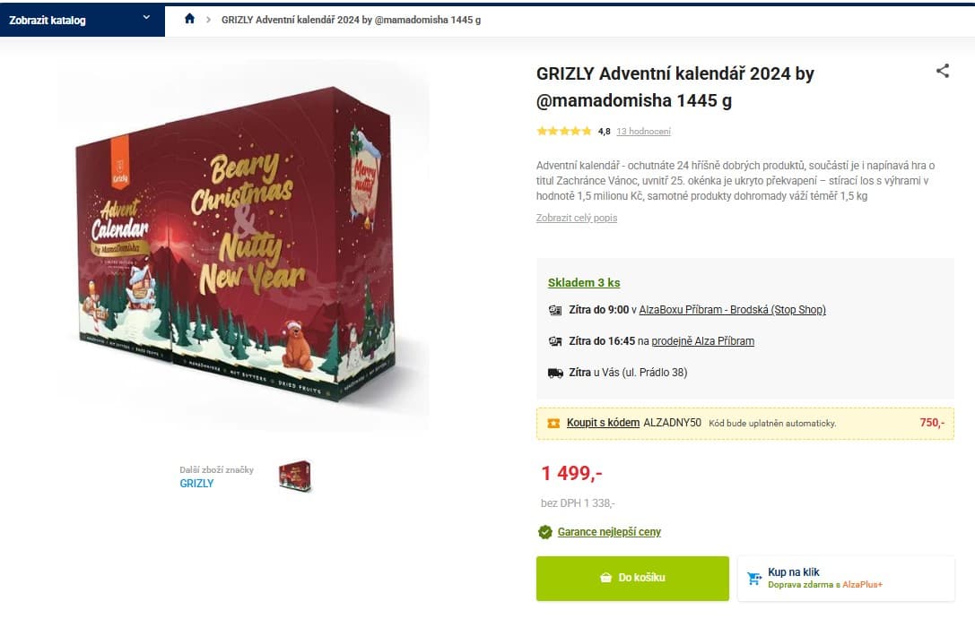 Adventní kalendář Grizly 1445 g