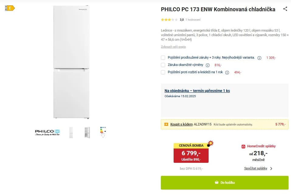 Lednice Philco 150 cm