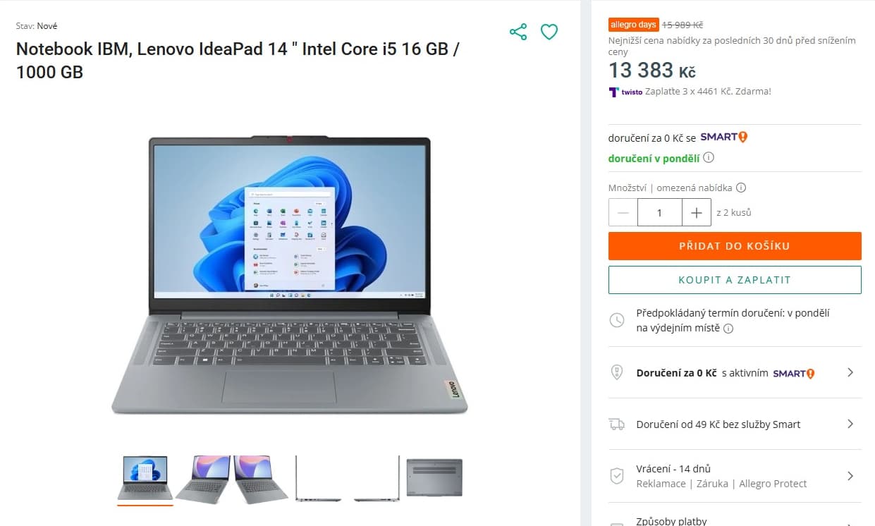 Lenovo i5 4,4GHz, 16GB RAM, 1TB SSD, 14"