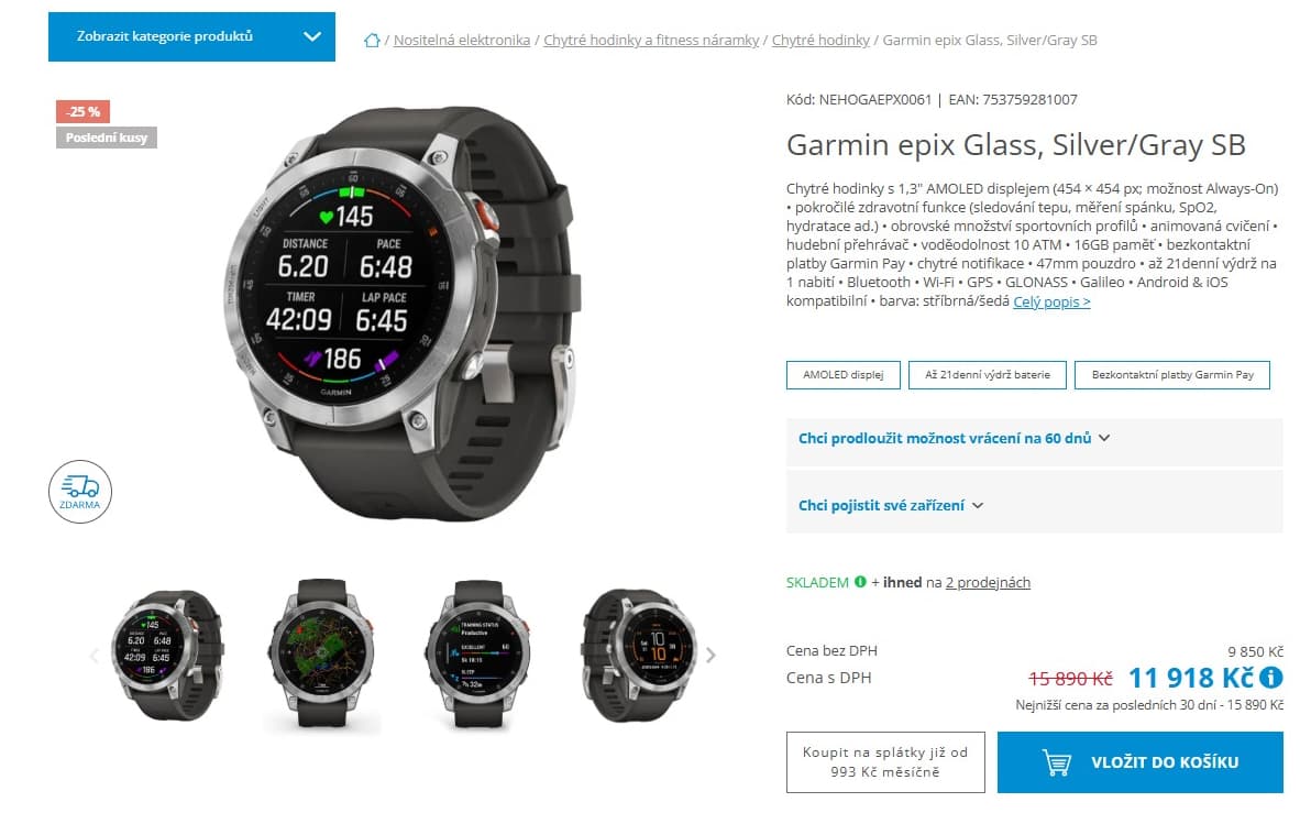 Prémiové chytré GPS hodinky Garmin Epix