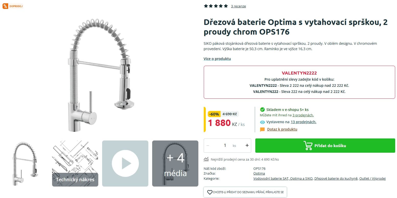Dřezová baterie Optima