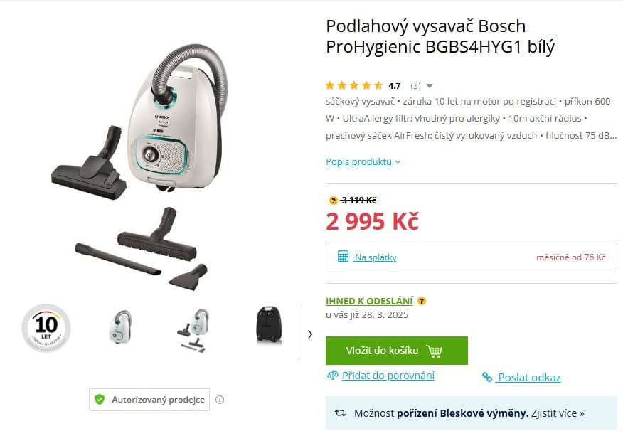 Sáčkový vysavač Bosch, UltraAllergy 