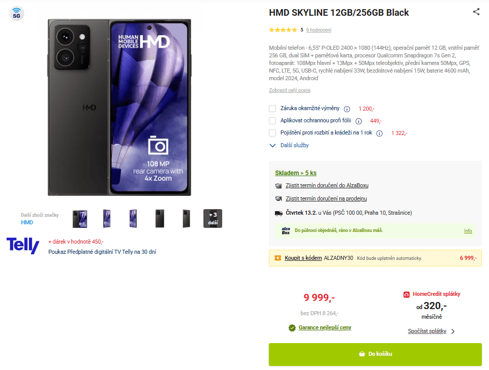 HMD 8x 2,4GHz, 12GB RAM, 108MPx