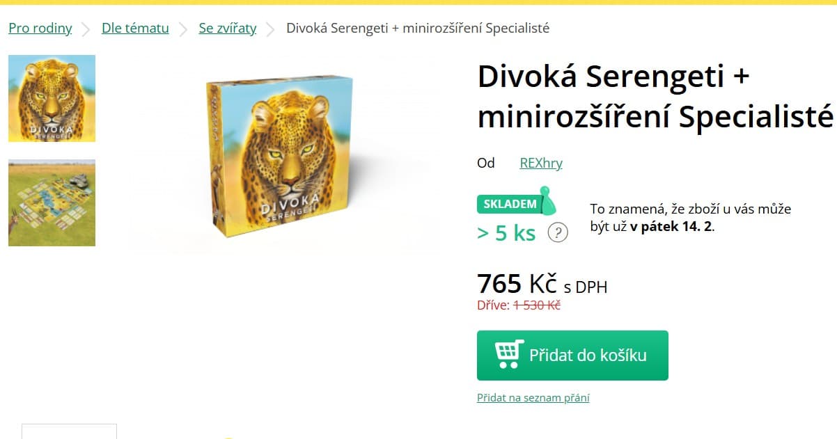 Desková hra Divoká Serengeti