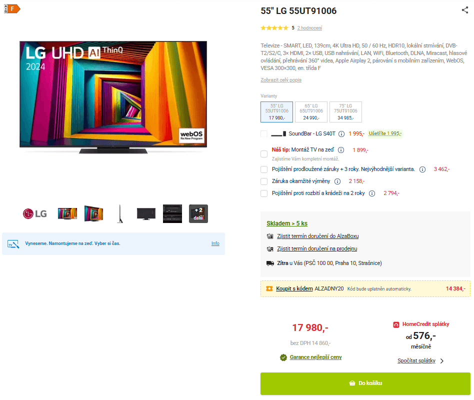 4K Smart TV, 139cm, EdgeLED, LG
