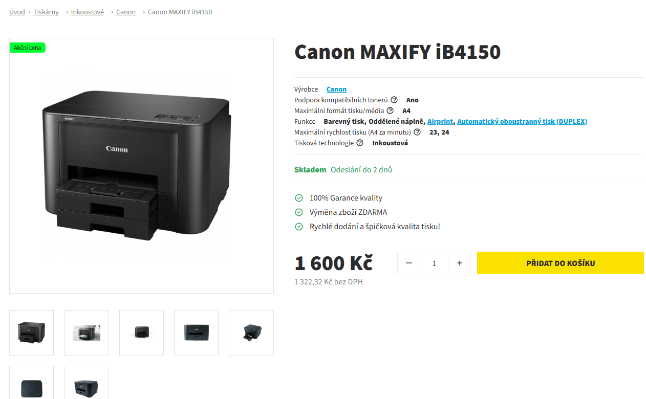 Ink barva tiskárna Canon, Wifi