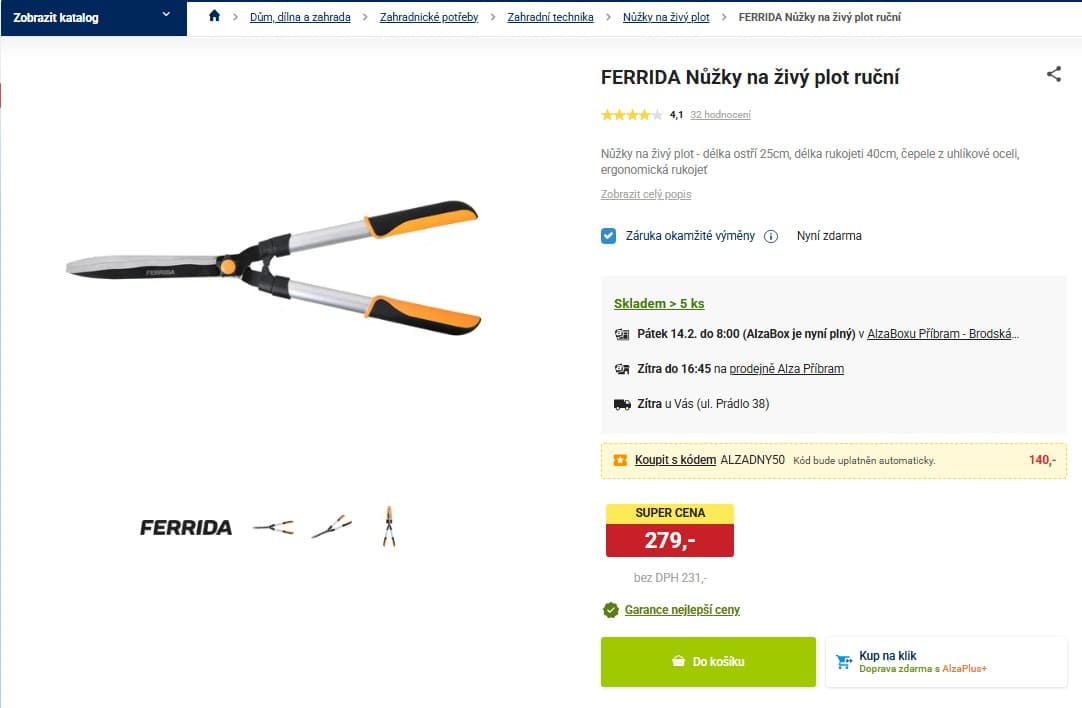 Teleskopické nůžky na živý plot Ferrida