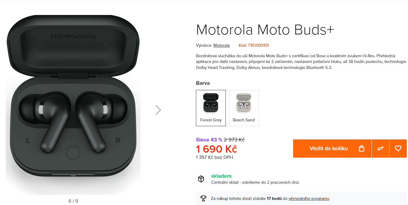 BT sluchátka Motorola / Bose, ANC, 30h
