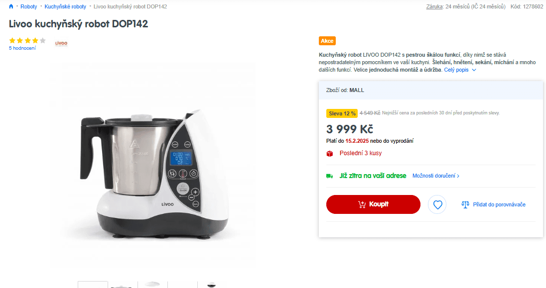 Multifunkční kuchyňský robot vaření Livoo