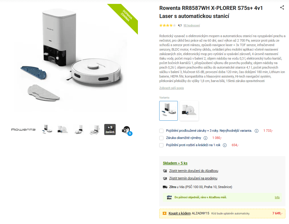 Robot vysavač, mop, stanice Rowenta