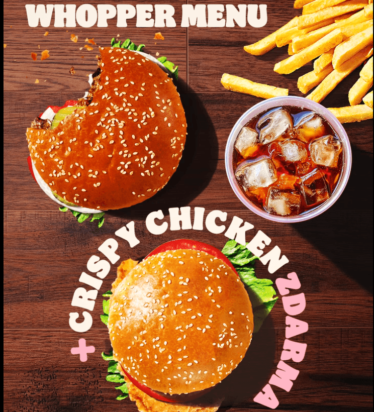 Crispy Chicken zdarma k Whopper menu