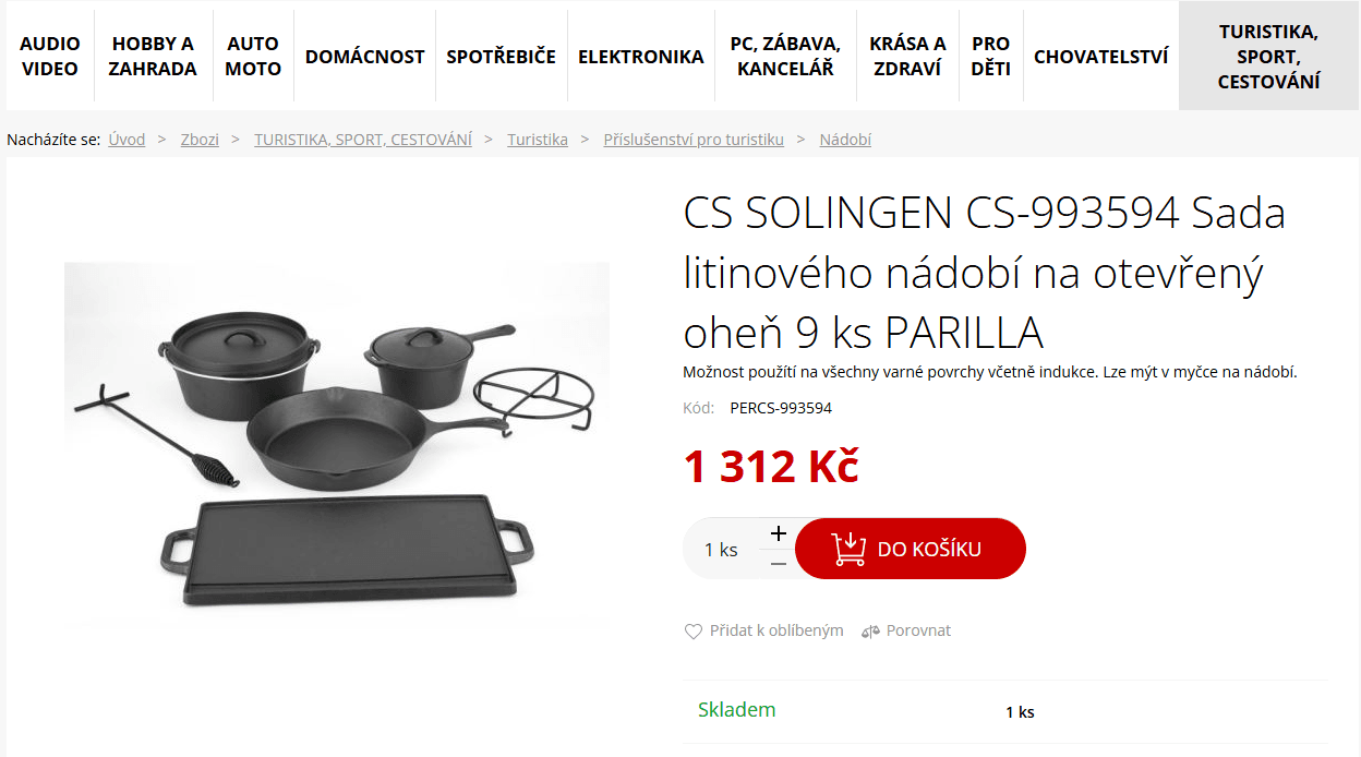 9 dílná sada litinového nádobí Solingen