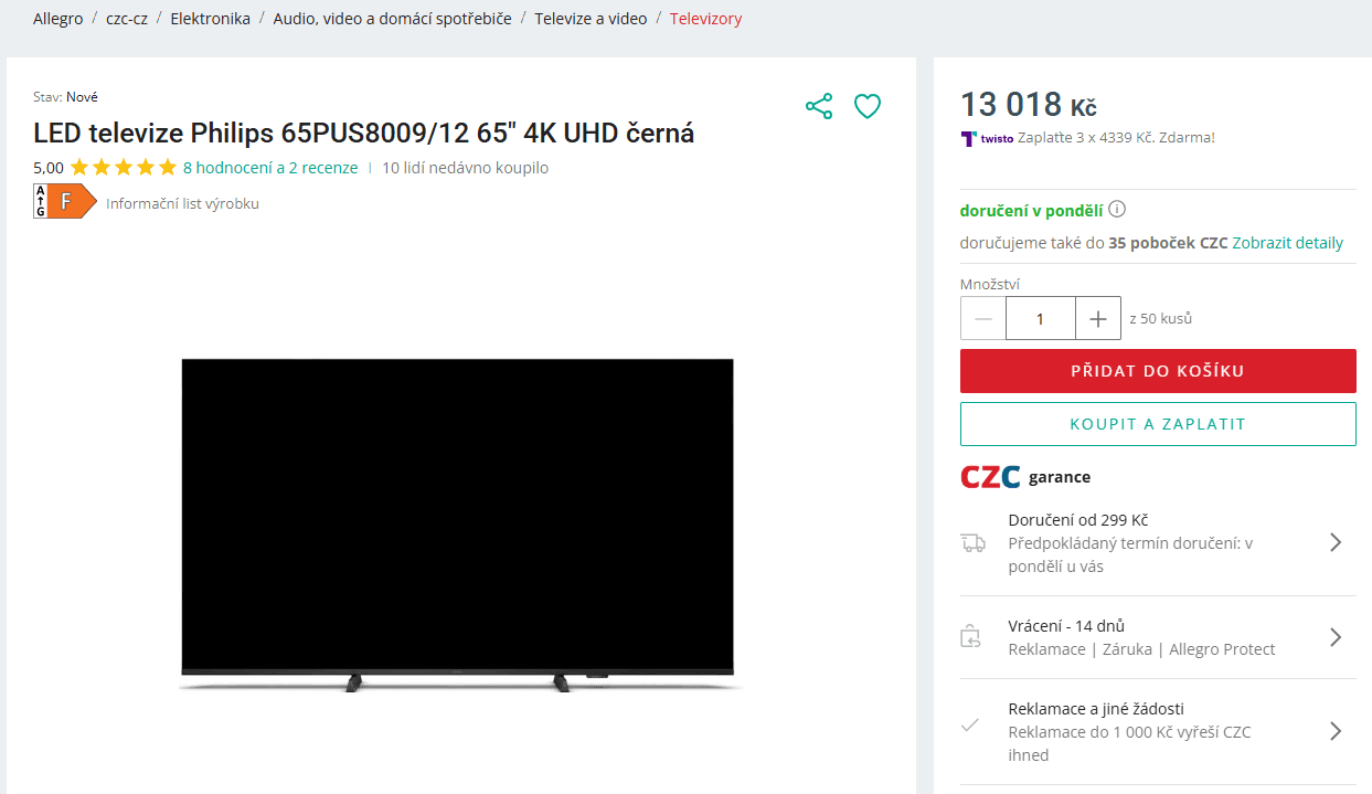 4K Ambilight TV 164 cm Philips