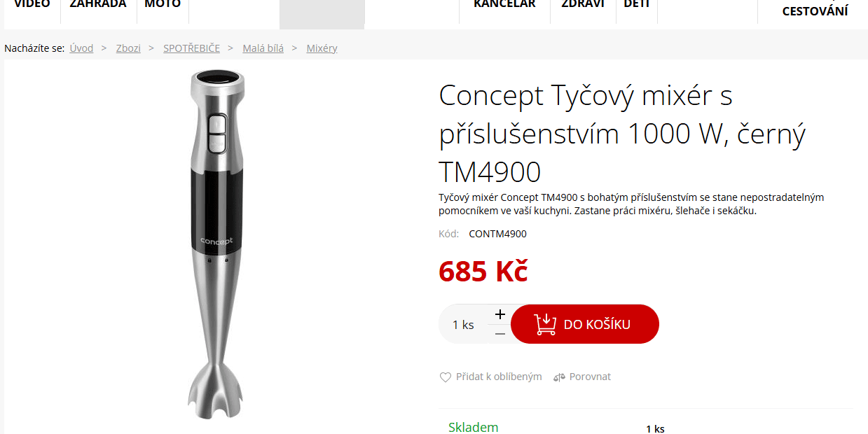 Multifunkční tyčový mixér Concept 