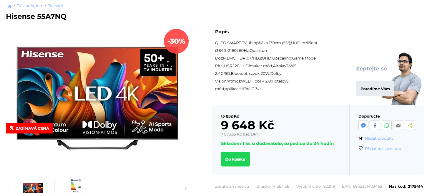4K QLED Smart TV, Atmos, 139cm, 