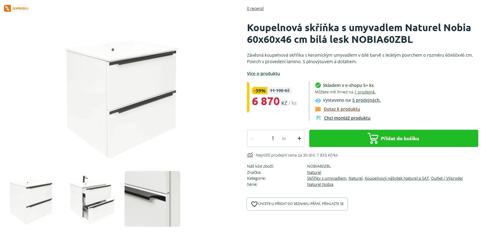 Závěsná koupelnová skříňka s umyvadlem