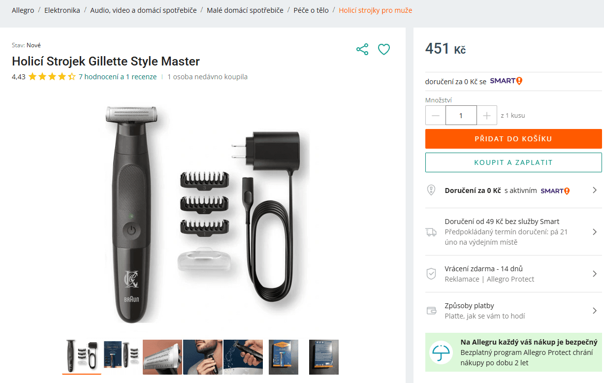 Aku zastřihovač Gillette King C. Style Master