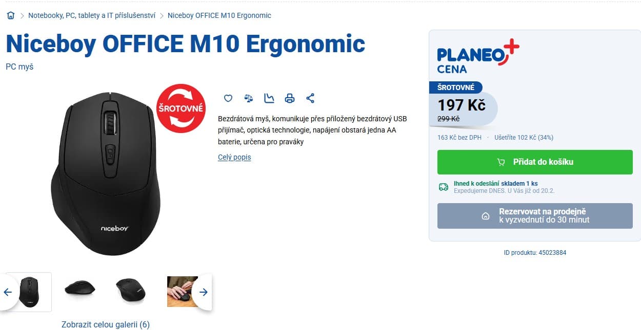 Bezdrátová myš Niceboy M10 Ergonomic