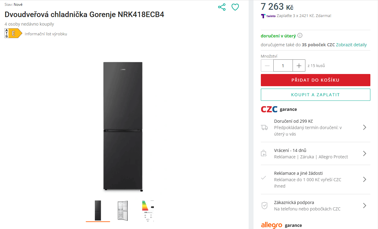 Lednice Gorenje No Frost 182 cm