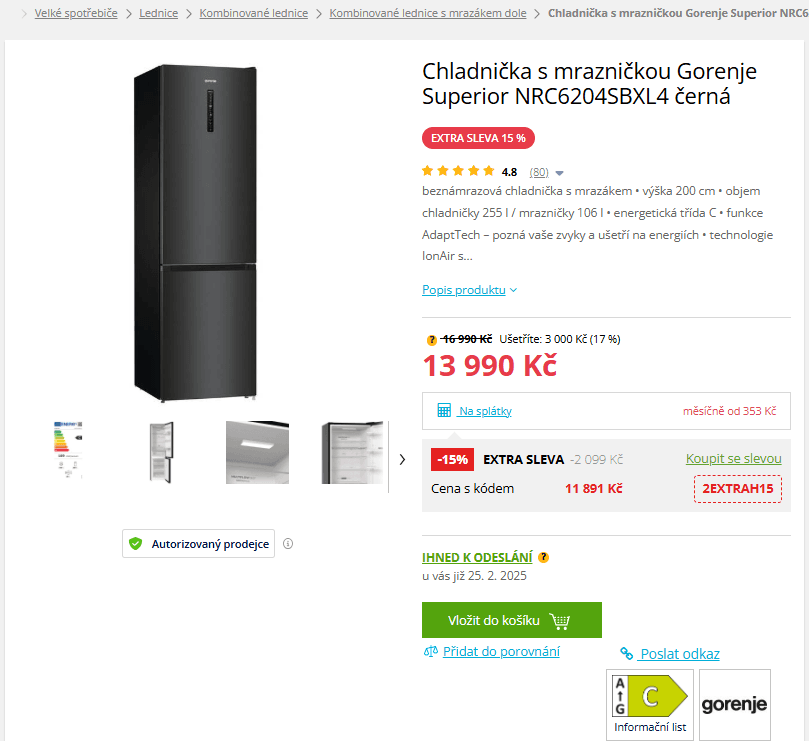 Lednice Gorenje, technologie, NoFrost 200cm