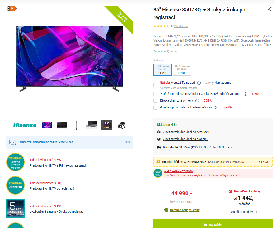 4K Atmos, IMAX, 217cm, Hisense