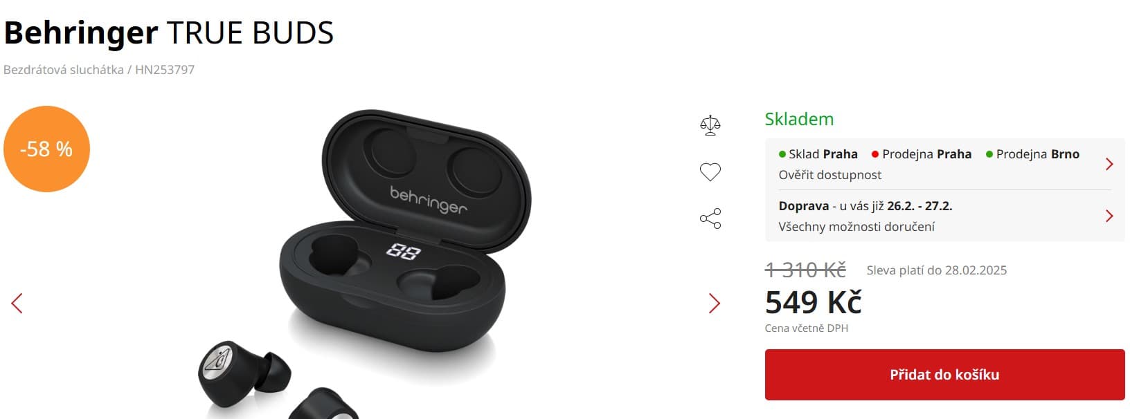Bezdrátová sluchátka Behringer TRUE BUDS