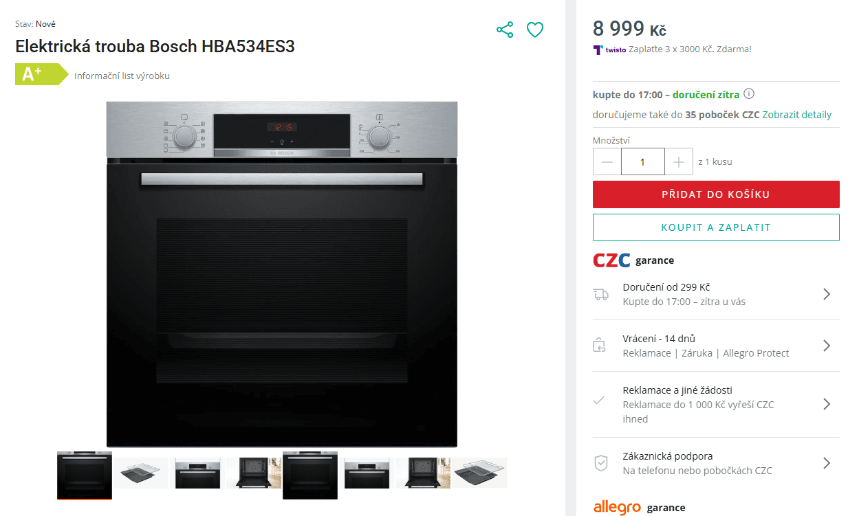 Vestavná trouba Bosch gril, pizza, A