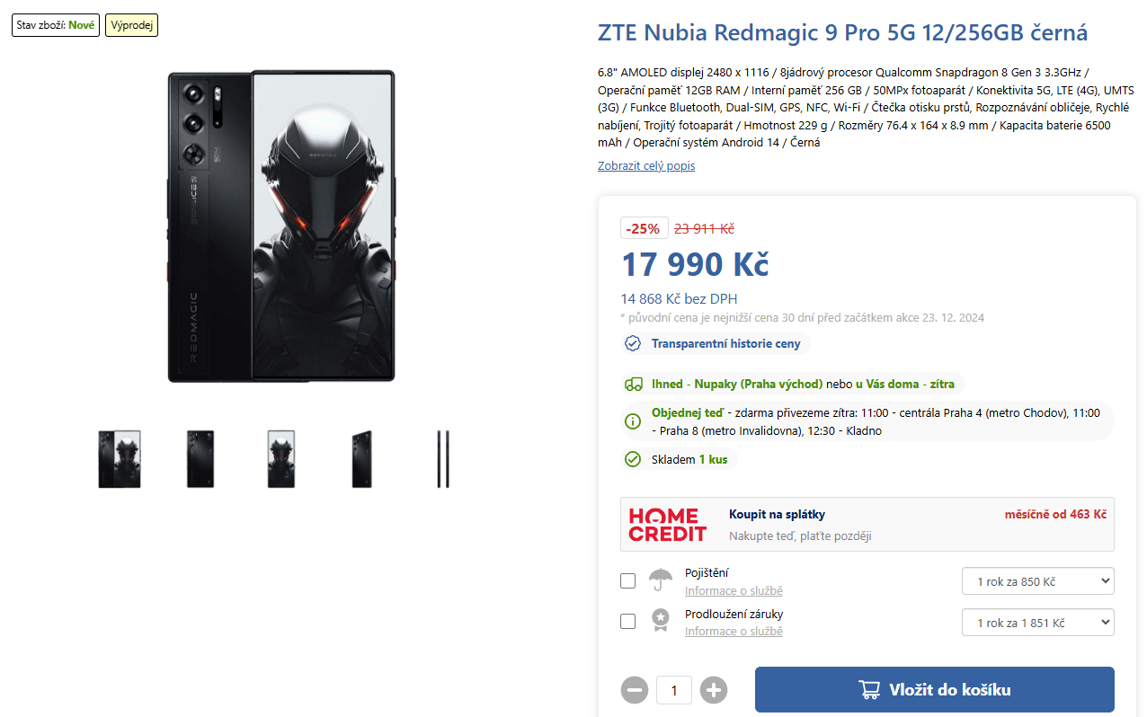 Herní Nubia 8x 3,3GHz, 12/256GB, 6,8"