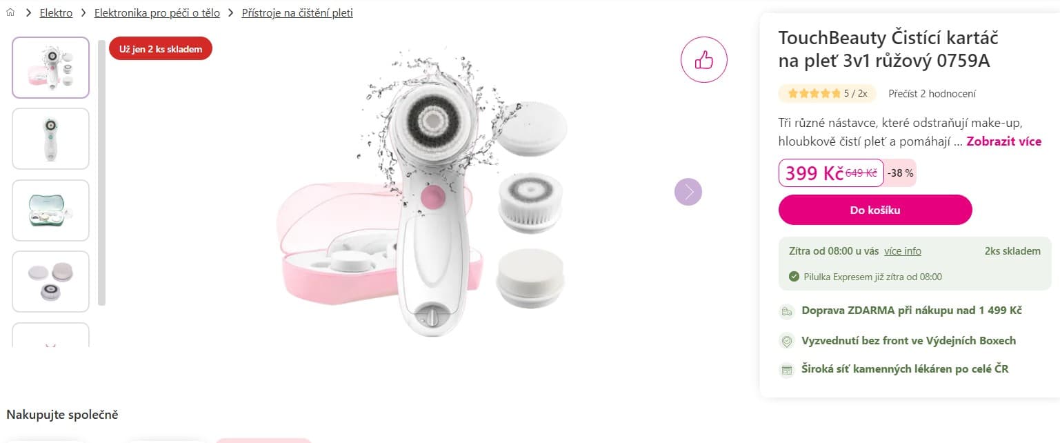 Čistící kartáč na pleť 3v1 TouchBeauty 