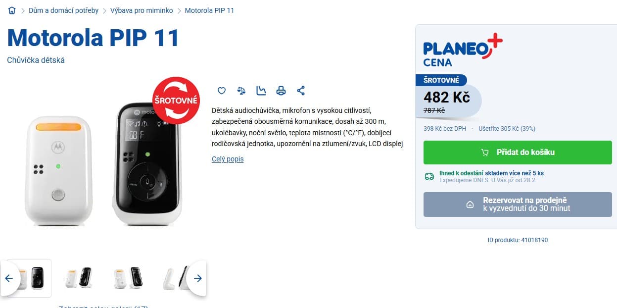 Dětská audiochůvička Motorola PIP 11