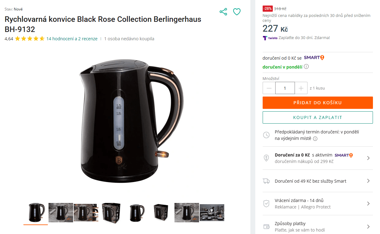 Rychlovarná konvice Berlingerhaus 1,7l