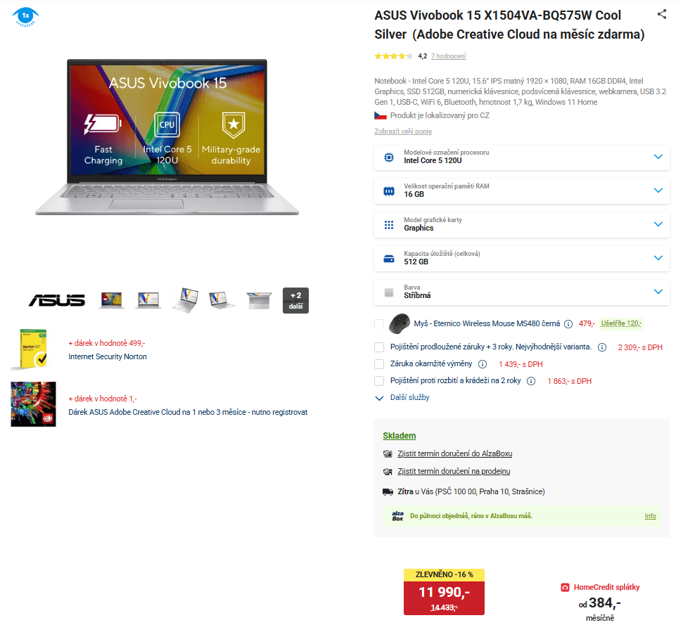 Asus i5 5GHz, 16GB RAM, SSD, 15,6"