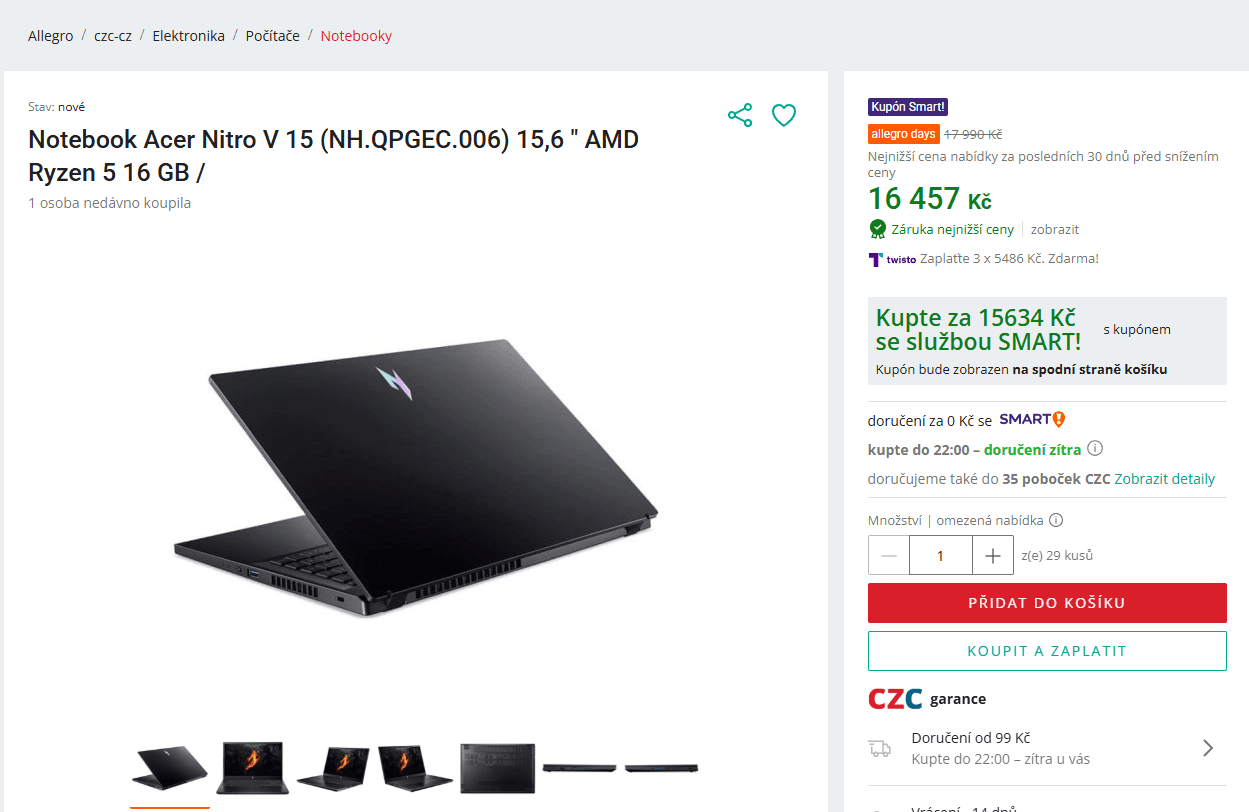 Acer 4,5GHz, 16GB RAM, Nvidia 4GB, 15,6"