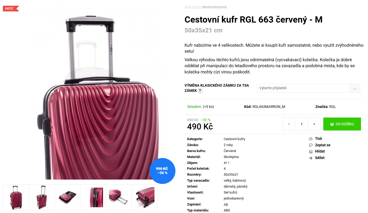 Skořepinový kabinový kufr RGL