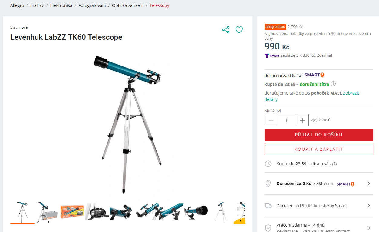 Dětský teleskop Levenhuk 120x