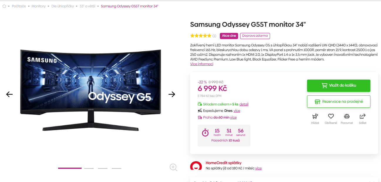 QHD PC monitor Samsung 34", 21:9