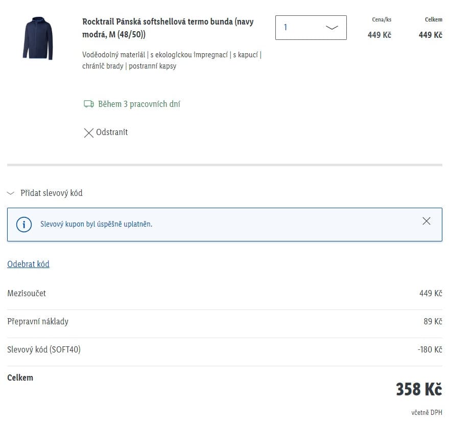 Lidl-shop - sleva 40% na softshellové oblečení