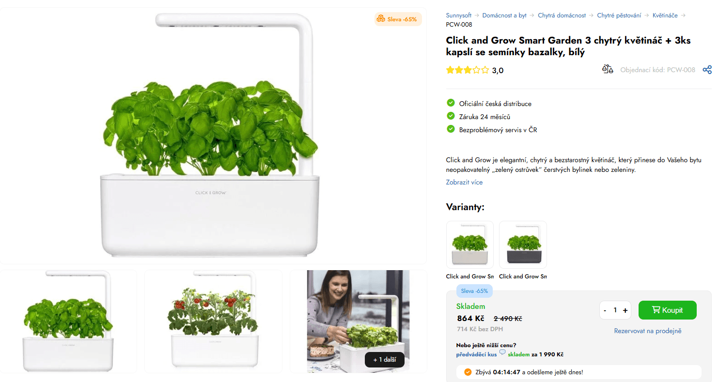 Chytrý květináč Click and Grow Smart Garden 3