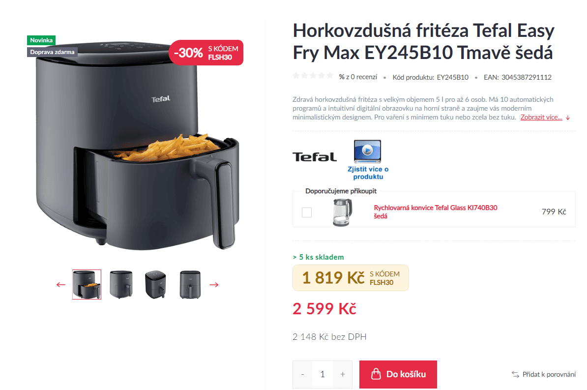 Horkovzdušná fritéza Tefal Easy 5 l