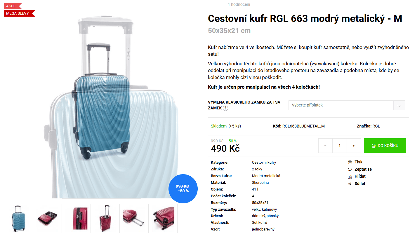 Skořepinový kabinový kufr RGL