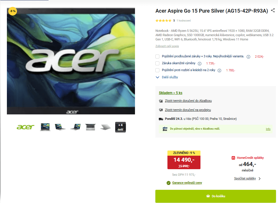 Acer 4,3GHz, 32GB RAM, 1TB SSD, 15,6"