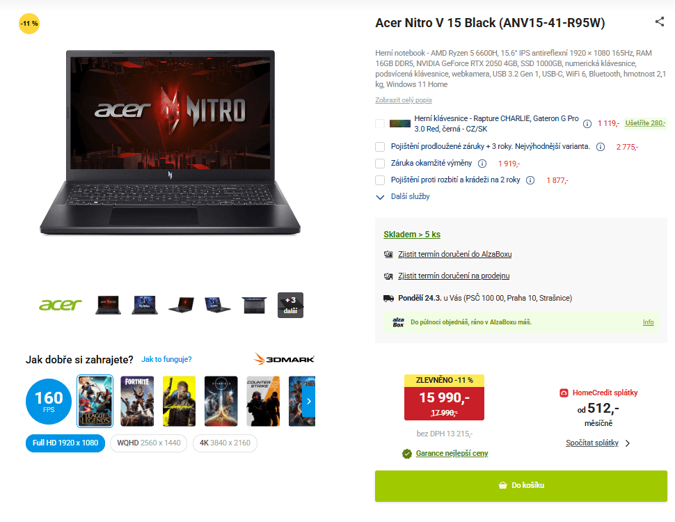 Acer 4,5GHz, 16GB RAM, Nvidia 4GB, 15,6"