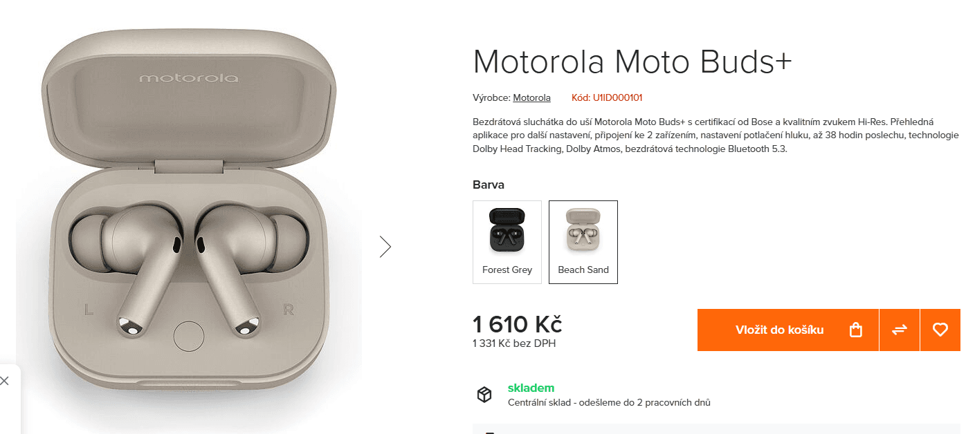 BT sluchátka Motorola / Bose, ANC, 30h