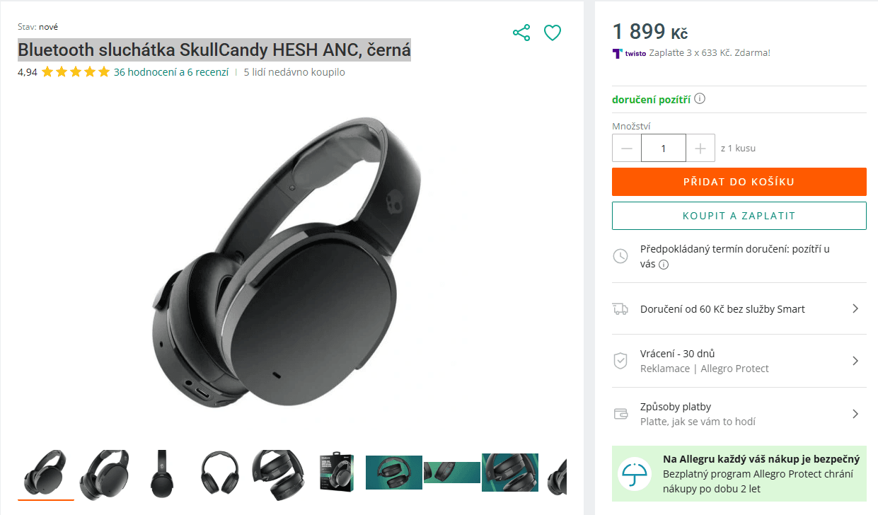BT Skullcandy HESH ANC, 22 hodin