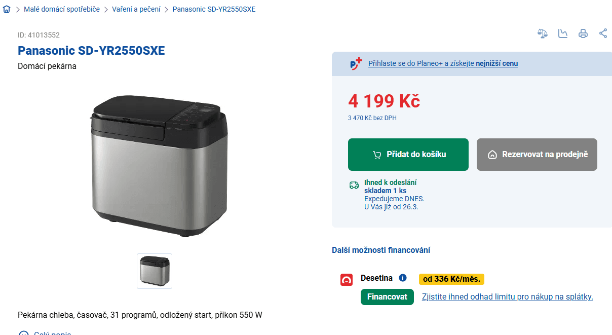 Plnoautomat pekárna Panasonic