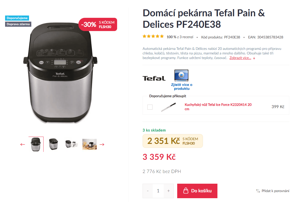 Domácí pekárna Tefal, 20 programů